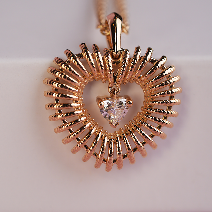 Diamond Dancing in Gold Heart