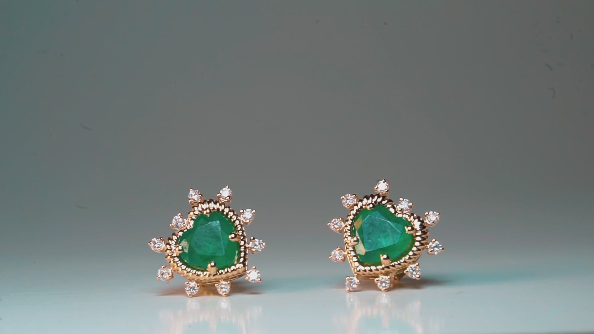 Royal Emerald Heart with Diamonds Earrings