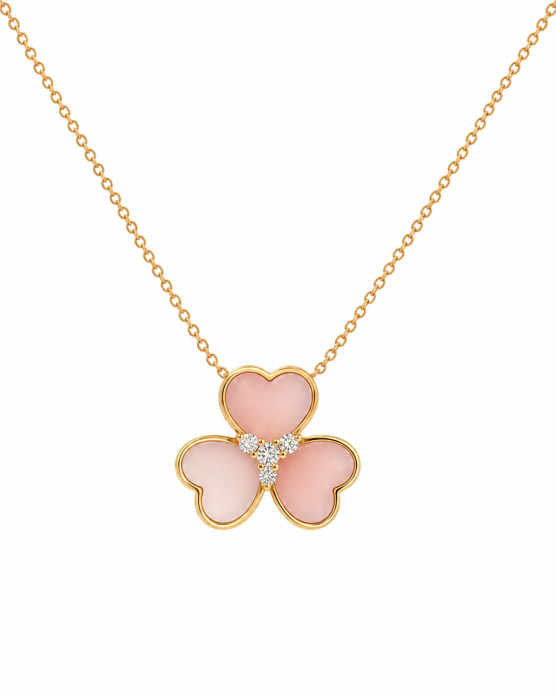 Pink Quartz Floral Charm Necklace