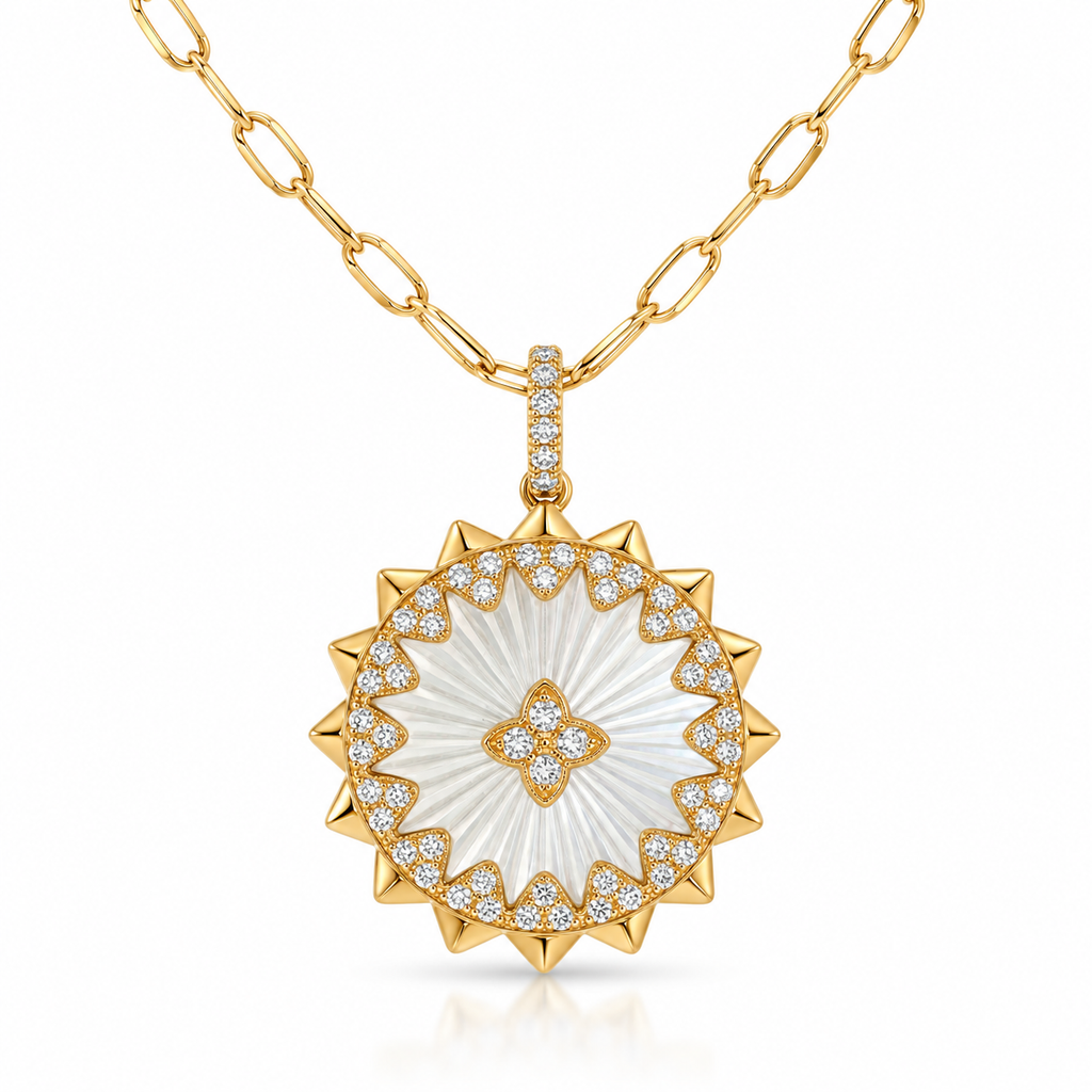 Mother of pearl Sun Charm Necklace