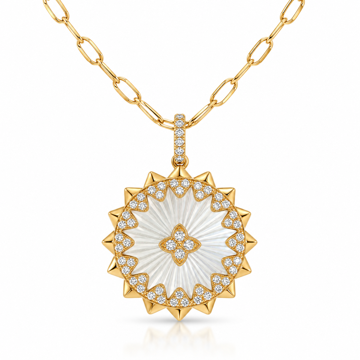 Mother of pearl Sun Charm Necklace