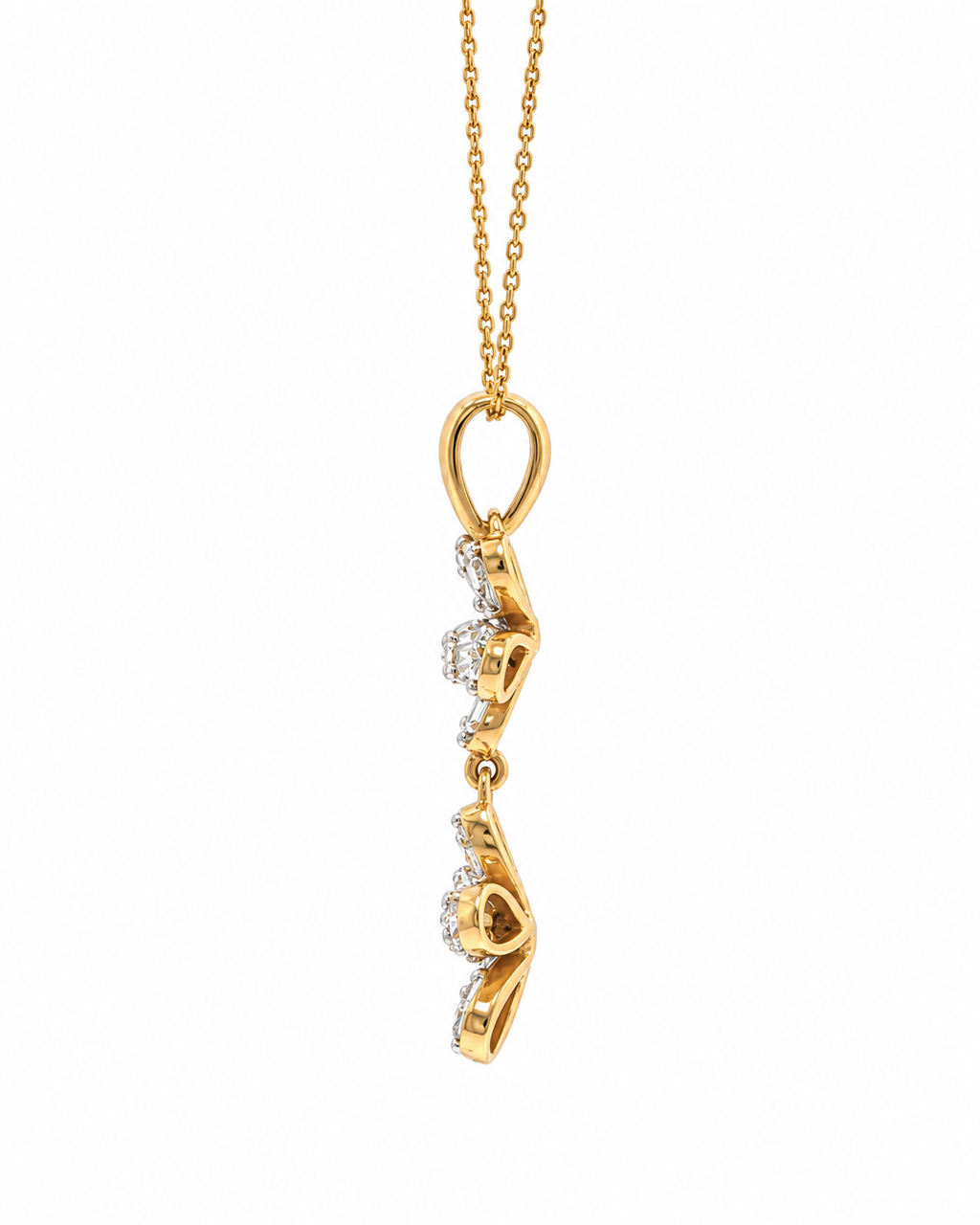 Yellow Gold Diamond Double Flower Pendant