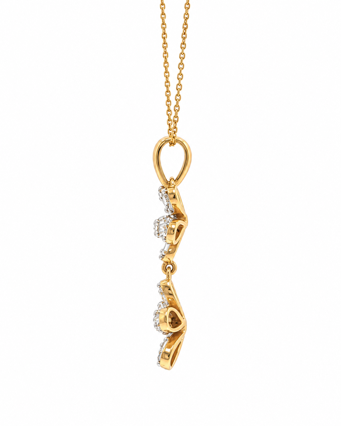 Yellow Gold Diamond Double Flower Pendant