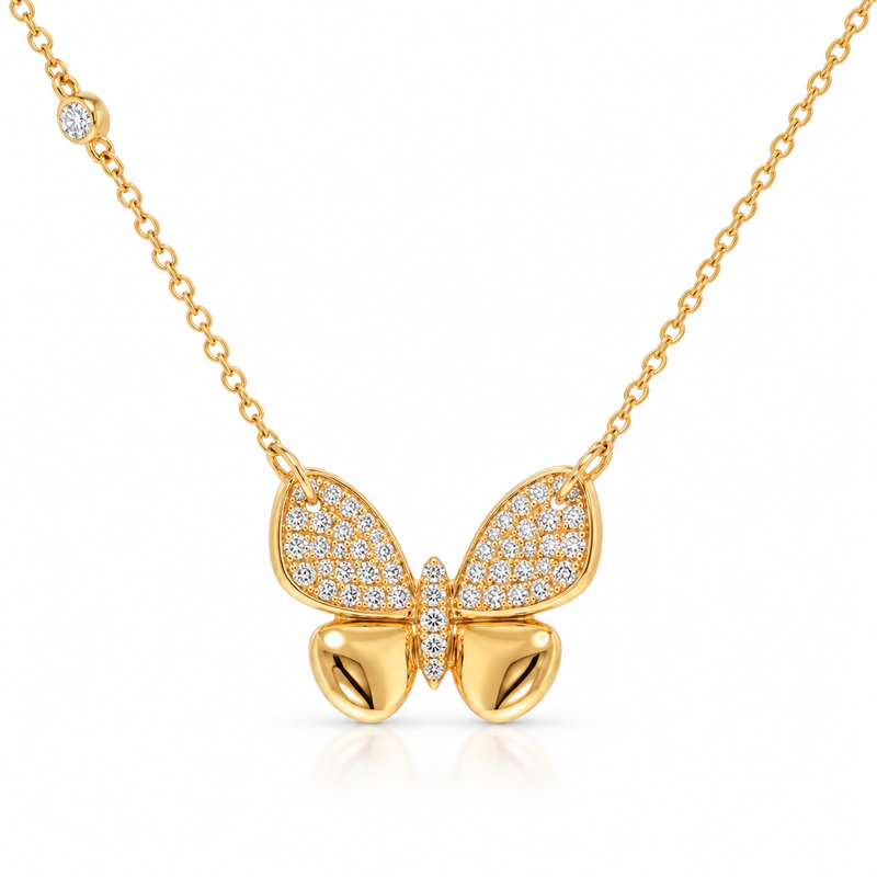 Diamond Pave Butterfly Necklace