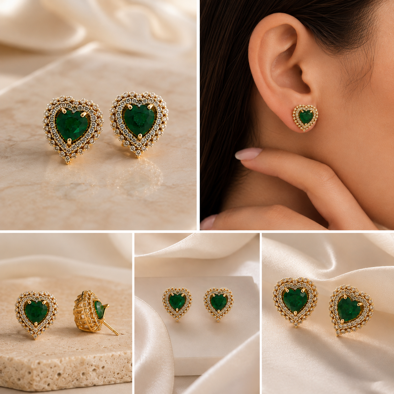 Heart Diamond Earrings: Timeless Emerald