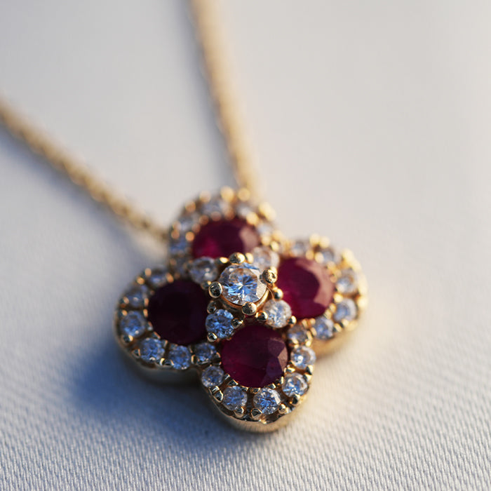 Diamonds in Ruby Bloom 14K pendant