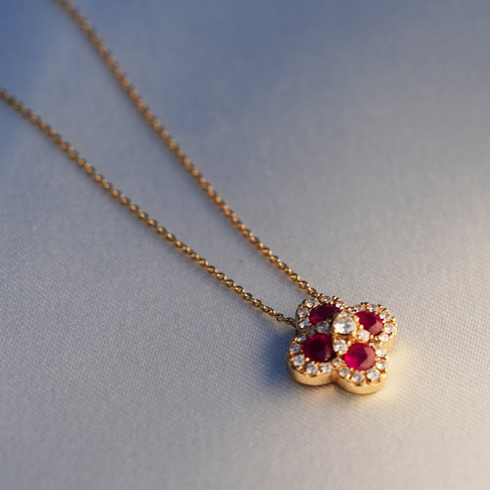 Diamonds in Ruby Bloom 14K pendant