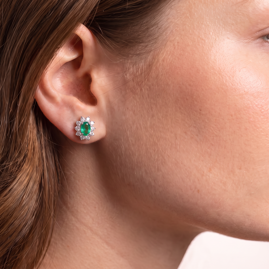 Emerald Halo Earrings