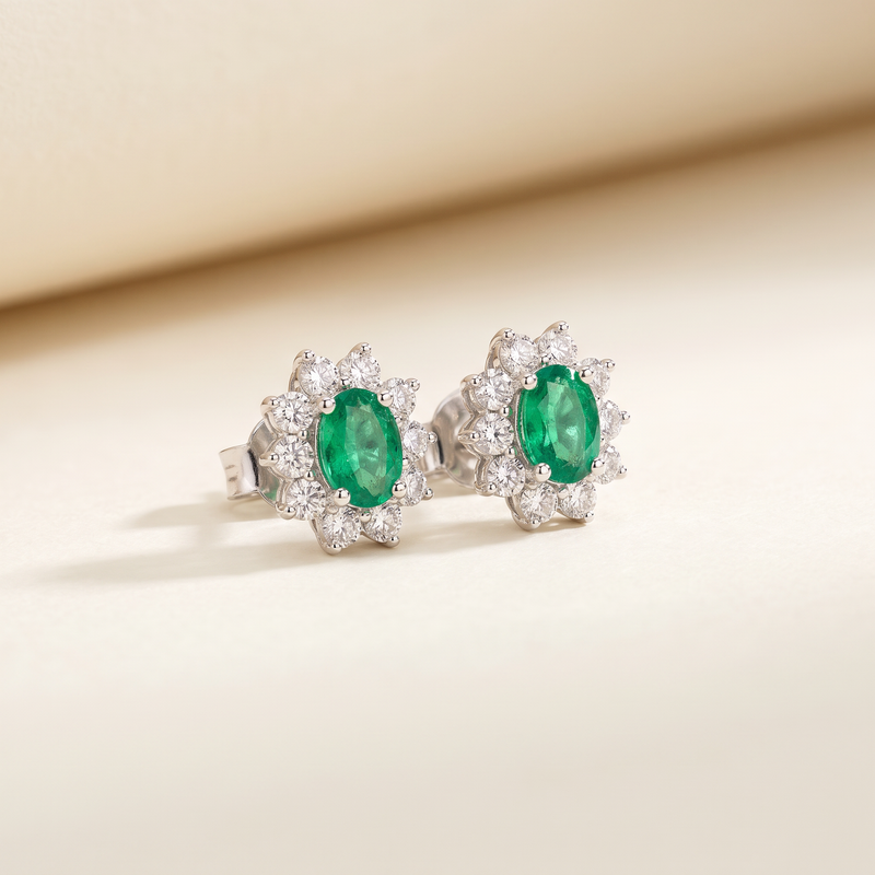 Emerald Halo Earrings