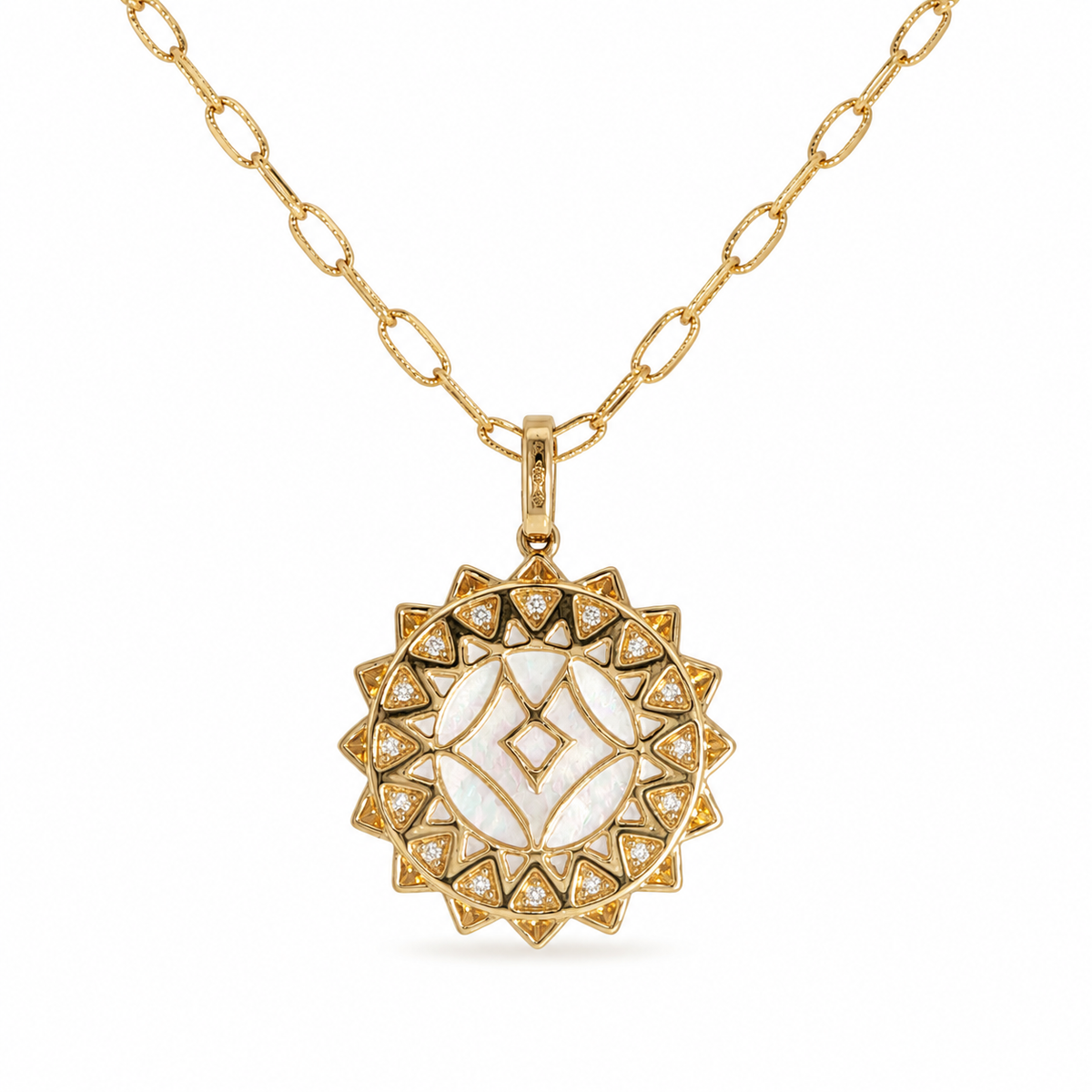 Mother of pearl Sun Charm Necklace