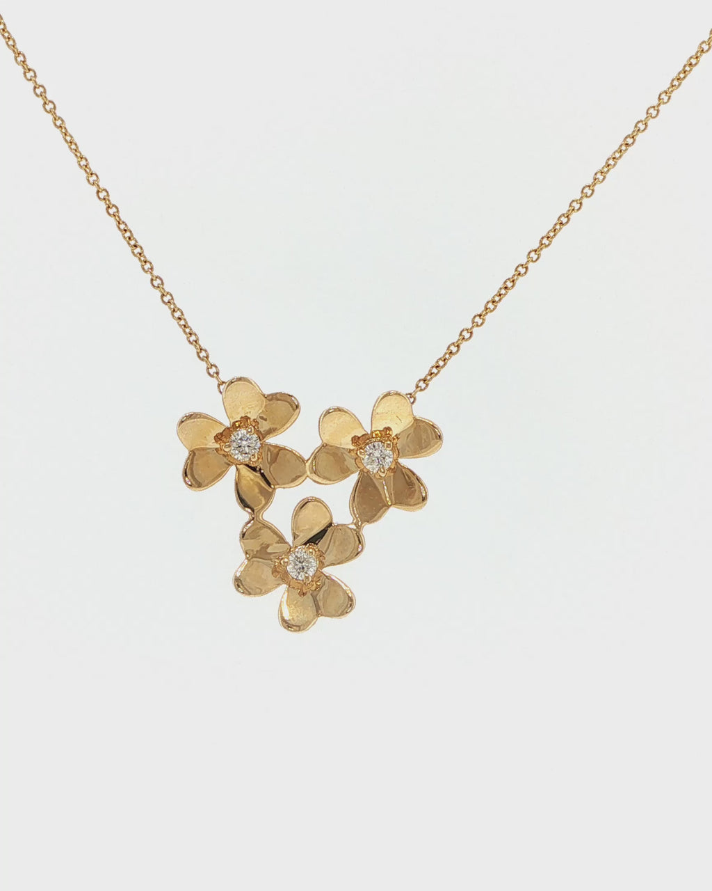 Diamond Floral Cluster Necklace in Yellow Gold
