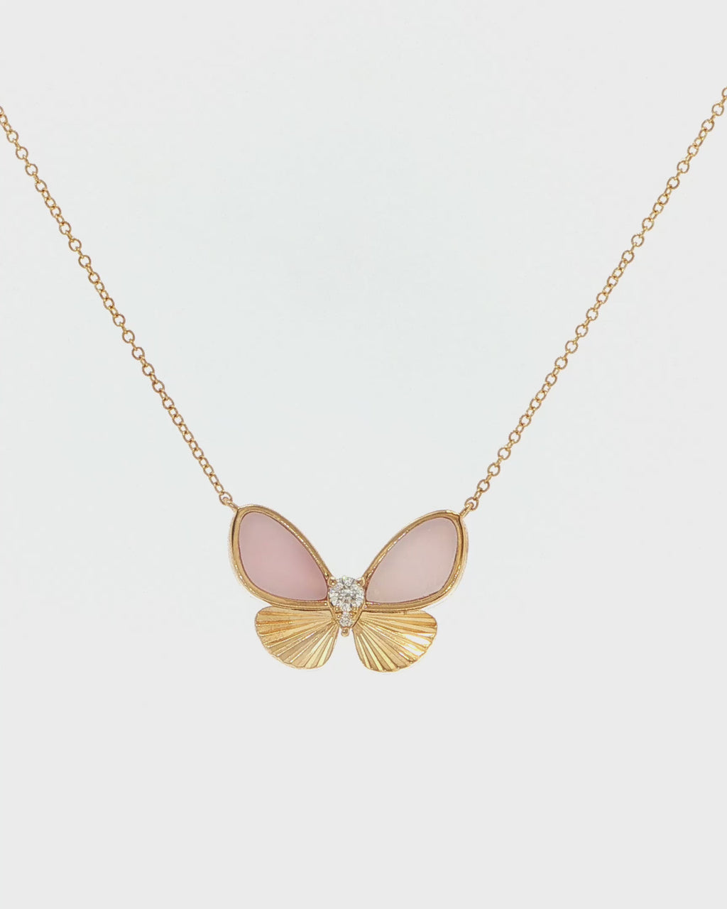 Rose Quartz Butterfly Charm Necklace