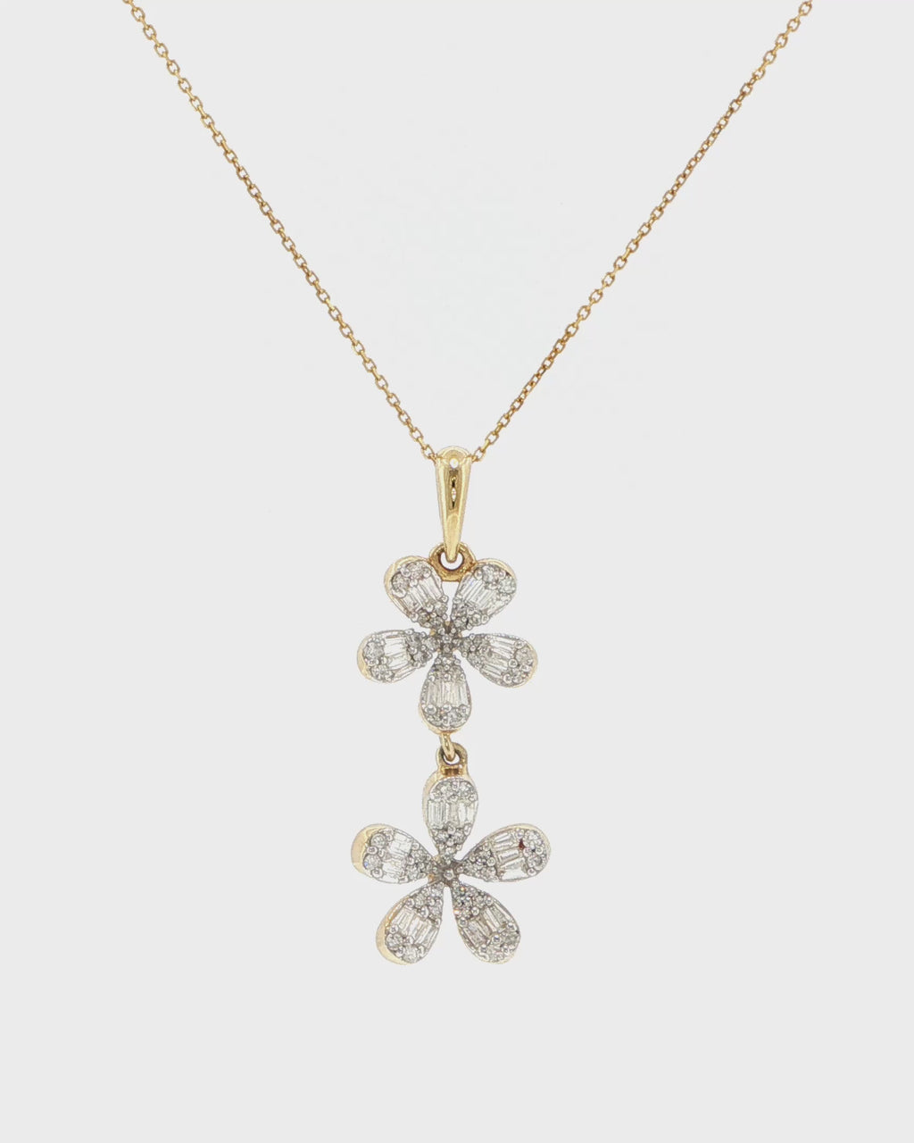 Yellow Gold Diamond Double Flower Pendant