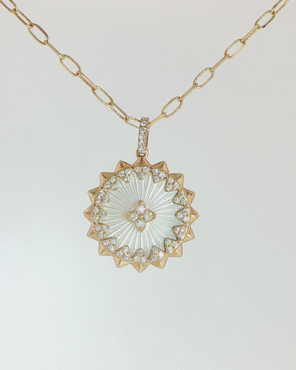 Mother of pearl Sun Charm Necklace