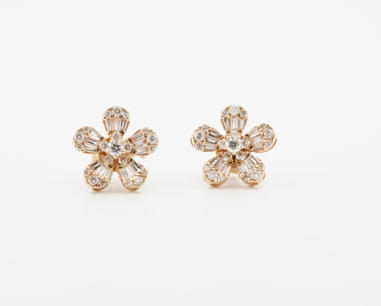 14k Gold Diamond Clover Earrings